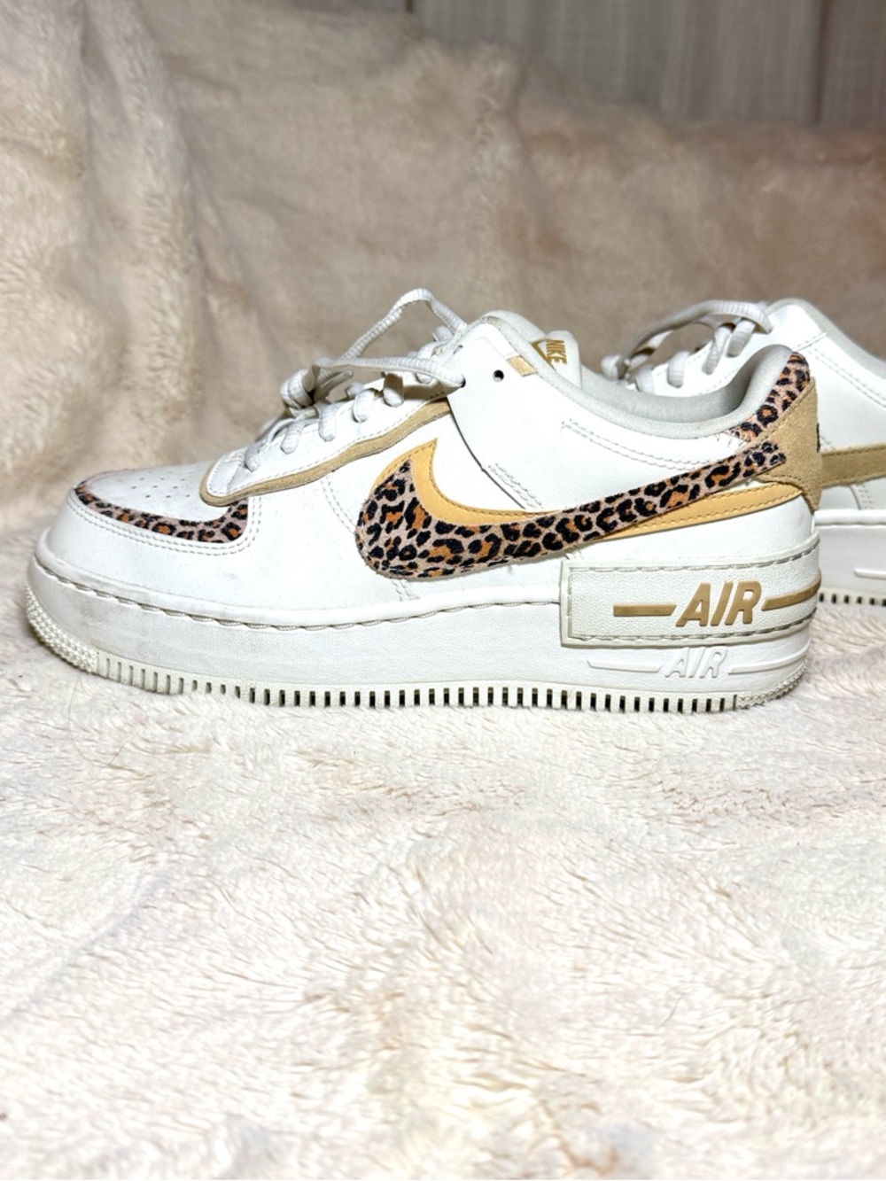 Nike Air Force 1 Low Leopard Swoosh - White & Tan